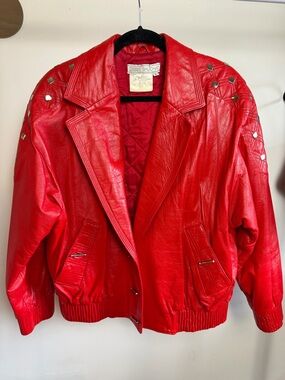 Debbie Shuchat Red Leather Jacket - Classic Shell